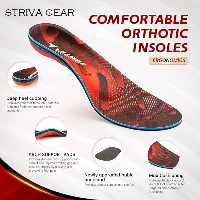 Sport shoe Massage Insoles 1/2/4 Pairs – High-Elastic Latex Shoe Pads with Shock Absorption, Breathable Comfort & Arch Support