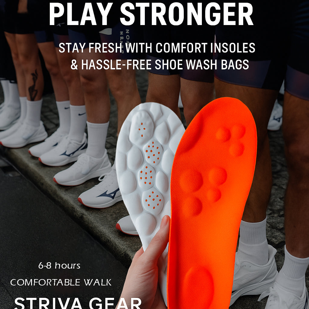 Sport shoe Massage Insoles 1/2/4 Pairs – High-Elastic Latex Shoe Pads with Shock Absorption, Breathable Comfort & Arch Support