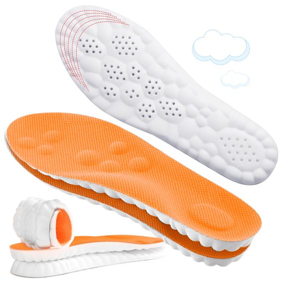 Sport shoe Massage Insoles 1/2/4 Pairs – High-Elastic Latex Shoe Pads with Shock Absorption, Breathable Comfort & Arch Support