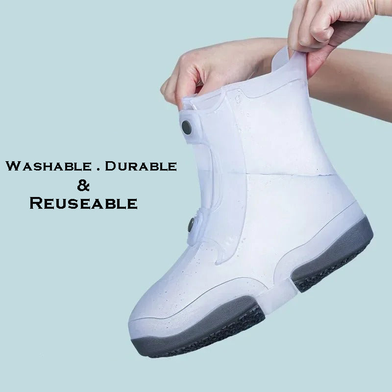 Waterproof Shoe Covers 2-in-1 – Durable, Washable & Anti-Skid Overshoes with Button Closure