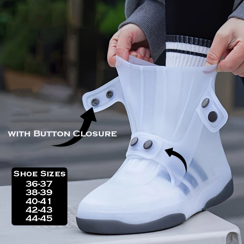 Waterproof Shoe Covers 2-in-1 – Durable, Washable & Anti-Skid Overshoes with Button Closure